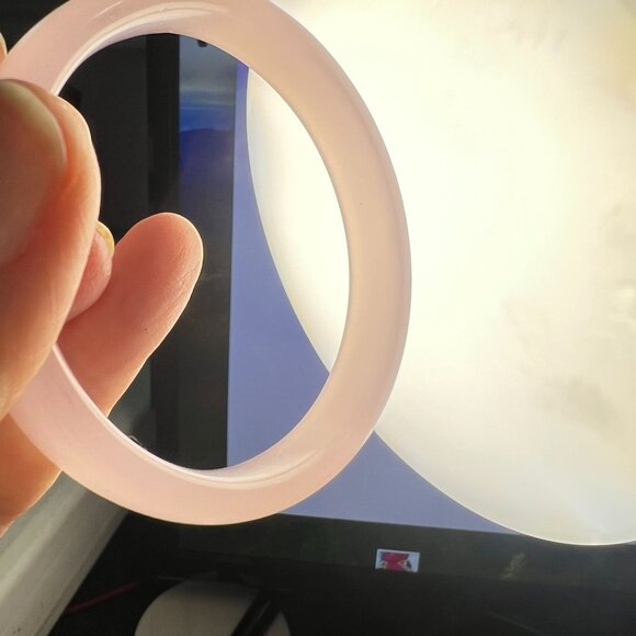 Soft Pink Translucent Rose Quartz Bangle Bracelet Even Color Smooth & Uniform - Picture 6 of 8